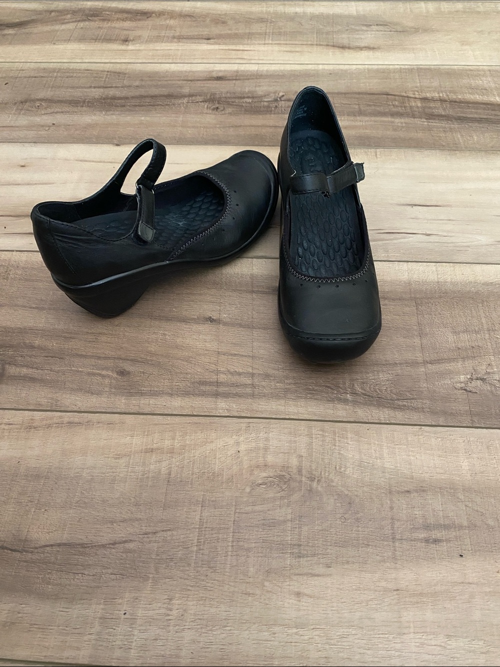 Privo Black Mary Jane Wedge Flats
